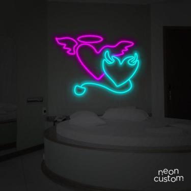 Imagem de painel letreiro led Neon Bem e o Mal decoracao festa bar - Neon Custom