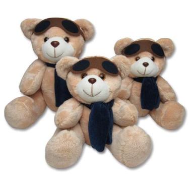 Imagem de Kit Ursos Aviador Caramelo com Marinho 3 Peças - Gulu