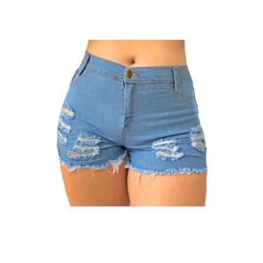Imagem de Kit 3 Short.  Jeans Com Lycra, Desfiado Destroyed .Cintura alta. - Eli