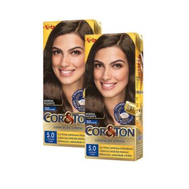 Imagem de Kit 2 Coloração Niely Cor&Ton Castanho Claro 5.0 - Cor & Ton
