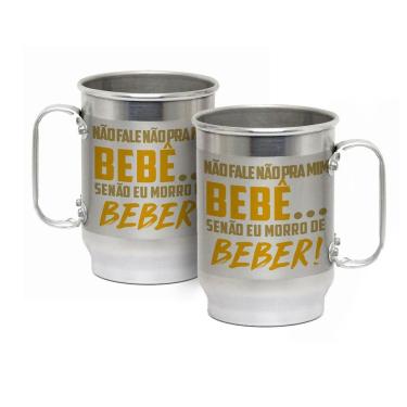 Imagem de Caneca Alumínio c/ Faixa Fosca 600ML Morro de Beber!