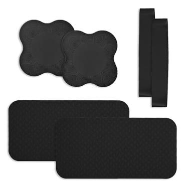 Imagem de Almofada de apoio de joelho de ioga para mulheres almofada de joelho de pilates | Cotovelos pulso mãos cabeça espuma extra grossa homens exercício joelheiras conjunto de 6 peças (preto)