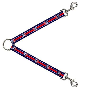 Imagem de Buckle-Down Divisor de correia para cães Route 66 Placa de estrada Listra Azul Branco Vermelho 1 Pé de comprimento 2,5 cm de largura