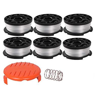 Imagem de THTEN Carretel de aparador de cordas de reposição para Black and Decker AF-100, linha de refis de 9 m 0,2 cm, alimentador de ervas daninhas único, GH600 GH900 Edger com tampas de tampa de carretel