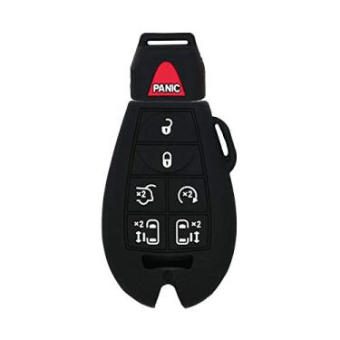 Imagem de SEGADEN Capa Protetora de Silicone Suporte de Capa Jaqueta Compatível com JEEP CHRYSLER DODGE 7 Botões Smart Remote Key Fob CV4758 Preto