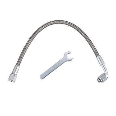 Imagem de X AUTOHAUX 4AN Turbo Oil Feed Line 30.5 cm Turbo Feed Line Comprimento Aço Inoxidável Trançado AN4 90 Graus Extremidade de Mangueira Reta Turbocompressor Remoto Linha de Retorno de Dreno de Óleo