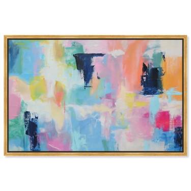 Imagem de Art Remedy Mellow Fusion Canvas Maximalist Abstrato, moldura dourada, 76 cm x 50 cm