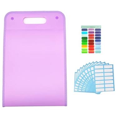 Imagem de Ailifly Pasta de arquivo A4, roxo, material de polipropileno, grande capacidade, resistente a rasgos, impermeável, design de botão de pressão dupla, 168 peças de etiquetas brancas, ótimo para