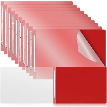 Imagem de Zhanmai 10 capas transparentes para relatórios frontais de 28 x 43 cm, pastas de apresentação de plástico com capacidade de 7,6 cm com fixador de papel, pastas para documentos, fichário de