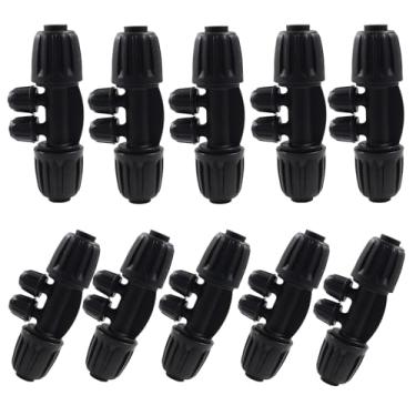 Imagem de Rierdge 10 peças de conectores de T farpado bloqueados de 1/2 a 1/10.2 cm, tubos de irrigação por gotejamento de 4 vias, conectores de T farpado bloqueados para jardins, canteiros de flores, estufas,