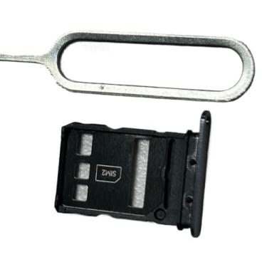 Imagem de zhxchzhi Suporte de bandeja de cartão SIM duplo OEM + pino compatível com peças Honor MAGIC6 preto