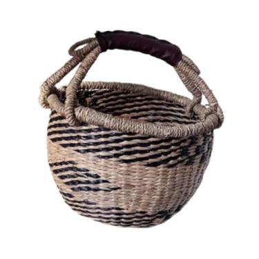 Imagem de Bothyi Cesto de cesta de ervas marinhas carregando cesto portátil decorativo versátil shopping cesto organizador de armazenamento doméstico para churrascos, Preto