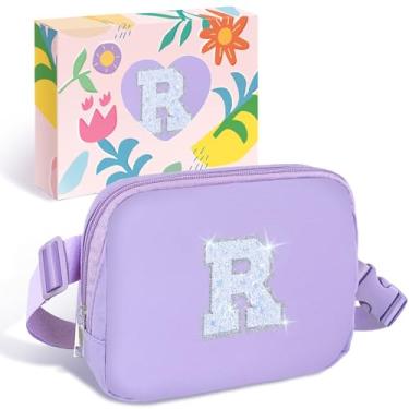 Imagem de COSHAYSOO Pochete de cintura pequena com alça ajustável com patch de letra inicial para mulheres, adolescentes, meninas, corridas, academia, trilhas, mini bolsa transversal para viagem, bolsa moderna,