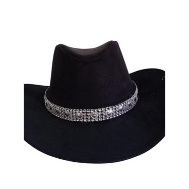Imagem de Chapéu cowboy boiadeira de camurça com faixa personalizada estilo Ana 