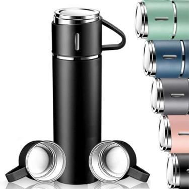 Imagem de Conjunto Garrafa Térmica Vacuum Flask Set 500ml Com 3 Xícaras MS702 (Preto)