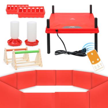 Imagem de GIFANK Kit de alimentador e bebedouro de pintinhos com cerca, tábua de criar, poleiro de pintinho, alimentador de aves de capoeira, kit inicial de pintinhos para filhotes de bebê, suprimentos de