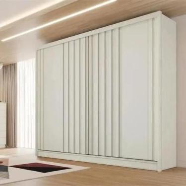 Imagem de Guarda Roupa Solteiro Ripado 2 Portas 4 Gavetas  Galati Off White  Mad