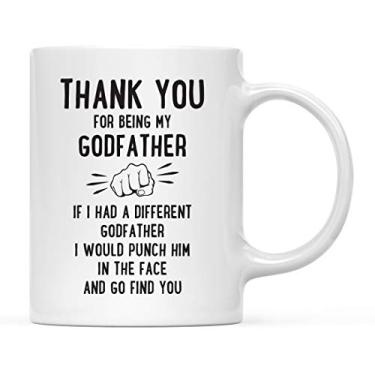 Imagem de Andaz Press Presente de caneca de café Funny Family 325 ml, Thank You for Being My Godfather, Punch in Face, 1 pacote, ideias para presentes de copo de Natal e aniversário