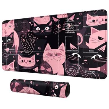 Imagem de DIGTIALL Card Mat for MTG & TCG Playmat Mouse Pad,24" x 14" Game Mat for MTG RPG CCG Trading Card Game Playmats Table Mat Perfect for Card Games Video Games Computer Office,Black and Pink Kitty