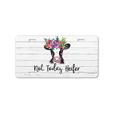 Imagem de Honey Dew Gifts, Not Today Heifer, 30,48 cm x 15,24 cm, Feito nos EUA, Placa Decorativa Engraçada, Placas de Vaidade para Carros, Decoração de Casa Ocidental, Acessórios de Carro Cowgirl, Decorações de Vaca
