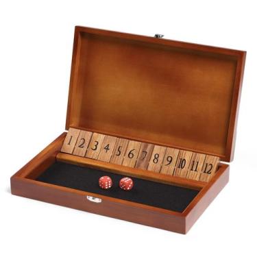 Imagem de Jogo de dados Shut The Box Crobyi 12 números de madeira com tampa