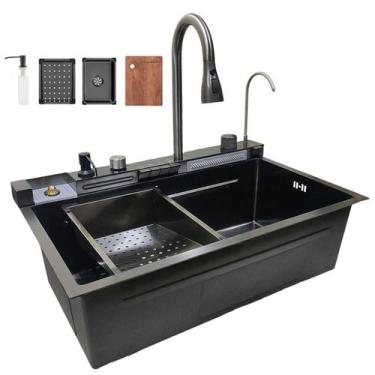 Imagem de Cuba Gourmet Inox Premium Pia Inteligente Cozinha Torneira Cascata Agu