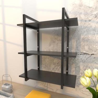 Imagem de Prateleira industrial com três níveis cor preto 68x30x60 - E-nichos