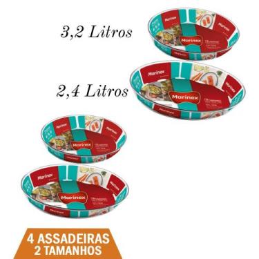 Imagem de Jogo de Assadeiras De Vidro 4pçs 2 Tamanhos Oval Marinex