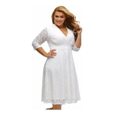 Imagem de Vestido Renda Plus Size Civil Casamento Festa Noite - ShoopWeb, M