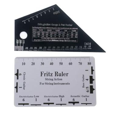 Imagem de TUOREN Ferramenta basculante para traste de guitarra com régua de afinação de corda de guitarra, régua de calibre de altura de ação de corda de guitarra de aço inoxidável, 1 mm de espessura