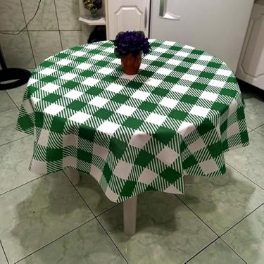 Imagem de Toalha Mesa de TNT Estampada Redonda 1,35 Diâmetro-5 Uni Xadrezao Verde e Branco