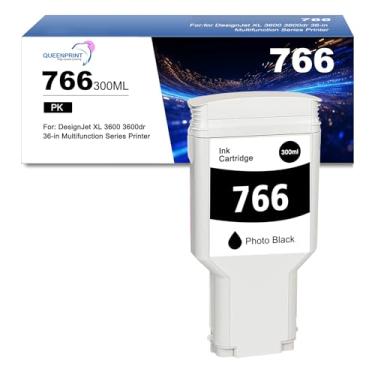 Imagem de QUEENPRINT High speed printing Cartucho de tinta 766 preto P2V94A pigmento 766 PBK substituição de tinta para cartucho de tinta 766 para impressora DesignJet XL 3600 série 3600dr 1 pacote com 300 ml