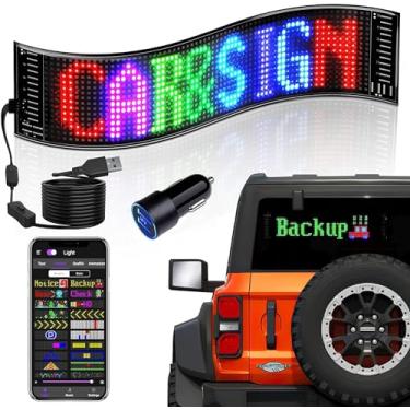 Imagem de VDIKKS Placa de LED para carro, painel de matriz de LED programável FPCB, tela flexível, animação, mensagem de rolagem, sinal de rolagem, controle de aplicativo para carros, lojas, bares, festas,