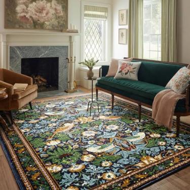 Imagem de Tapete de área de ladrão de morango, verde escuro, tapete lavável ultrafino 20 x 25 cm, tapete moderno abstrato para entrada interna, boho vintage, floresta, grande, tapete para quarto, cozinha, sala