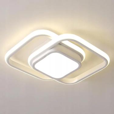 Imagem de Luminária lustre Led De Teto Moderna Plafon Sobrepor Quadrada Branca