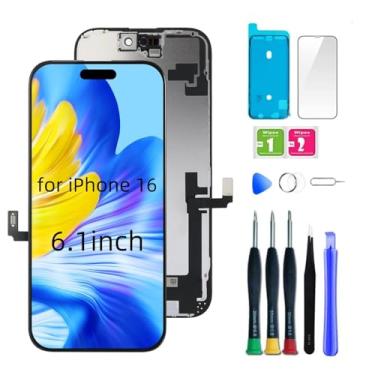 Imagem de bstdianzi Para iPhone 16 6.1'' Tela LCD sensível ao toque digitalizador de substituição 120HZ A3081, A3286, A3287, A3288 3D Touch Frame Assembly com vidro temperado grátis