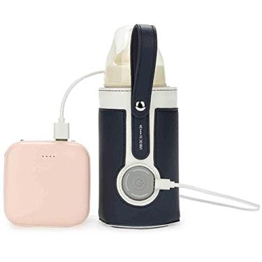 Imagem de Capa de Garrafa de Leite Com Isolamento Inteligente, Aquecedor de Mamadeira Portátil, 3 Temperaturas Ajustáveis, Alimentado por USB, para Mamadeiras, Copos de Vidro (Blue)