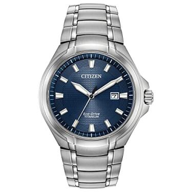 Imagem de Citizen Relógio masculino Eco-Drive Paradigm, super titânio, moderno, Pulseira de prata, mostrador azul, Cronógrafo