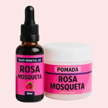 Imagem de Kit Pomada Clareadora Multifuncional + óleo Vegetal Rosa Mosqueta clareia virilhas, axilas, melasma, joelhos
