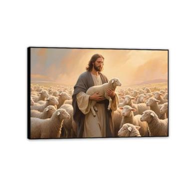 Imagem de Arte de parede em tela de Jesus e Cordeiro, imagem de animal de Jesus o Cordeiro Cristão, Cristão Jesus Rei Leão, Impressão de Pôster Pintura Religiosa, Arte de Igreja, Decoração de Parede Imagens 60