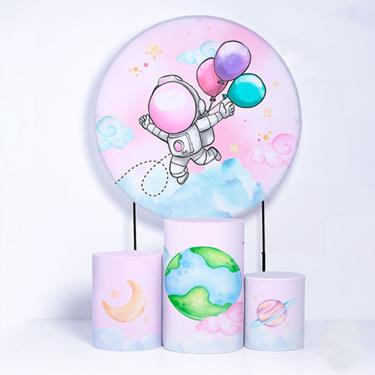 Imagem de Kit Painel de Festa Redondo e Trio de Cilindros Astronauta - Fera Print