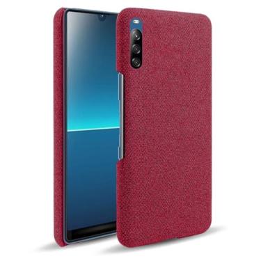 Imagem de Capa para Sony Xperia L4,Capa desenhada em lona,Case Protetora Ultrafina com Empunhadura Macia,Design em Tecido Antichoque e Antiarranhões-Red
