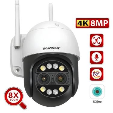 Imagem de Câmera IP Externa De Lente Dupla Wifi 8MP 4MP 8X Zoom AI Rastreamento 