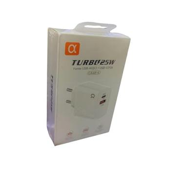 Imagem de Carregador Turbo PD 25W 2 Entradas + Cabo USB A para Tipo C - A'gold PRO + - CA45-3 compatível com Iphone e Android
