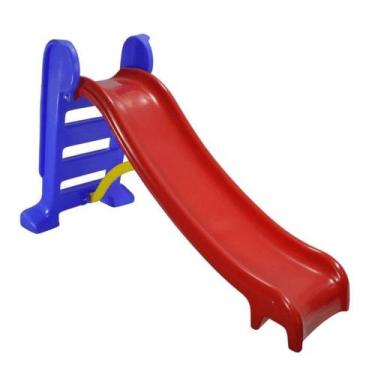 Imagem de Escorregador medio Infantil 3 degraus vermelho c azul - Neres Brinqued