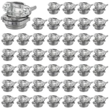 Imagem de WENORA Pacote com 50 conectores de cabo tipo braçadeira de 1/5.1 cm, grampos de fio de liga de zinco para cabos NM, fios elétricos, conduíte metálico, caixa elétrica, prata