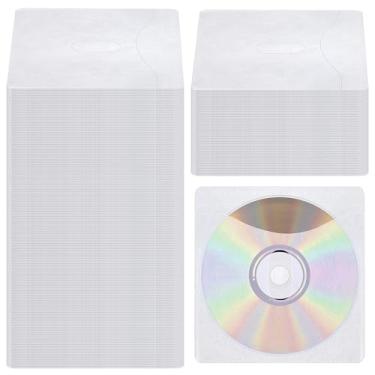Imagem de 300 peças de capas de CD e DVD, capa de plástico dupla face para fichários de armazenamento de CD e DVD, suporte de disco para substituição de proteção