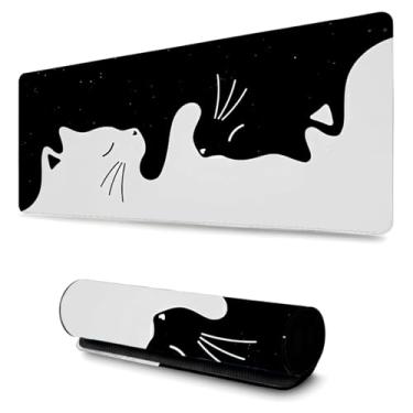 Imagem de Mouse Pad Grande Anti Derrapante Profissional Games e Escritórios 90x40cm - Cat White