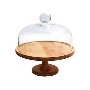 Imagem de Suporte para Bolo Prateleira criativa para bolo de pé alto, bandeja de exibição de pão e sobremesa, bandeja de teste de frutas com tampa de vidro Suporte para Sobremesa(10inch)