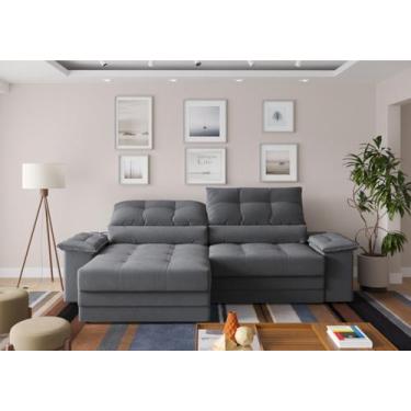 Imagem de Sofá Bariloche 2,40m (L) com Carregador USB Retrátil e Reclinável - Ci